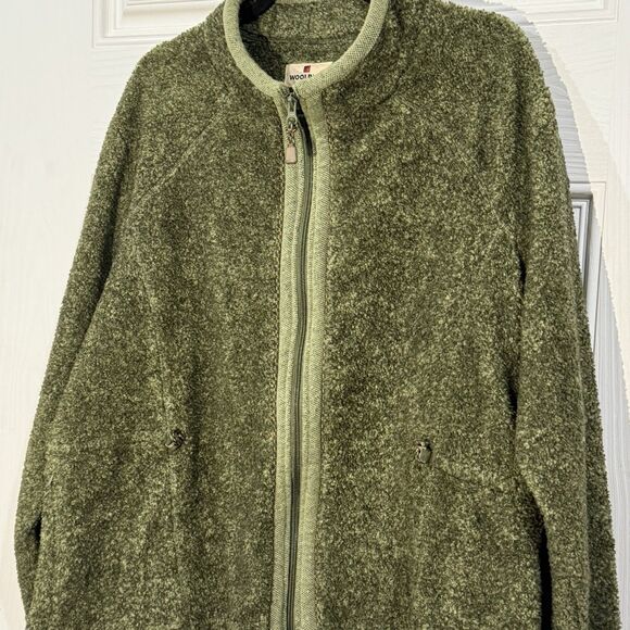 WOOLRICH Vintage Women Sz 2x Jacket Forest Green Sherpa Fleece Teddy - Picture 2 of 6